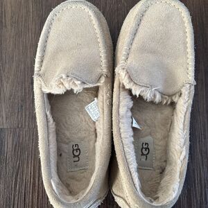 UGG Gray Suede & Shearling Ansley Moccasin Slipper Y2K 90s Boho SoHo Slip On s7